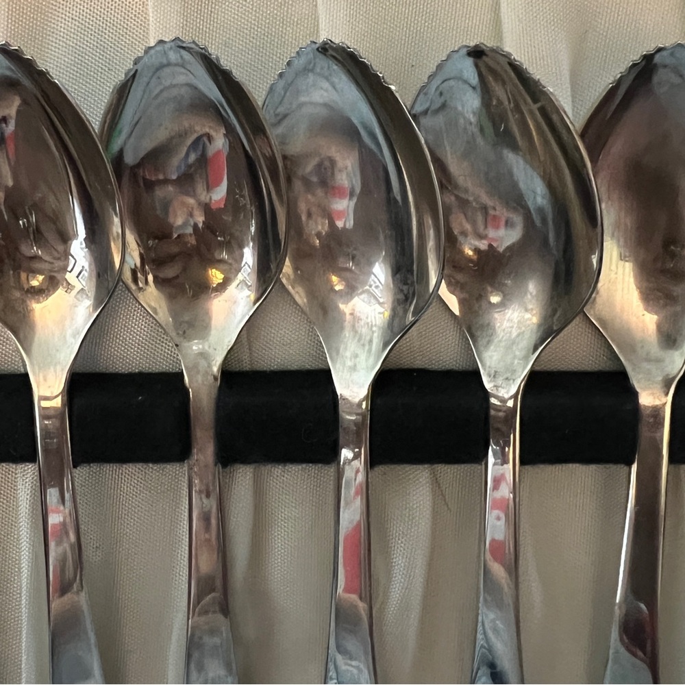 Leonard Silverplate, Sheffield England, 6 grapefruit spoons 5.25" with a case